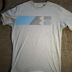 Under Armour Gray Tee with Blue and Black Graphic